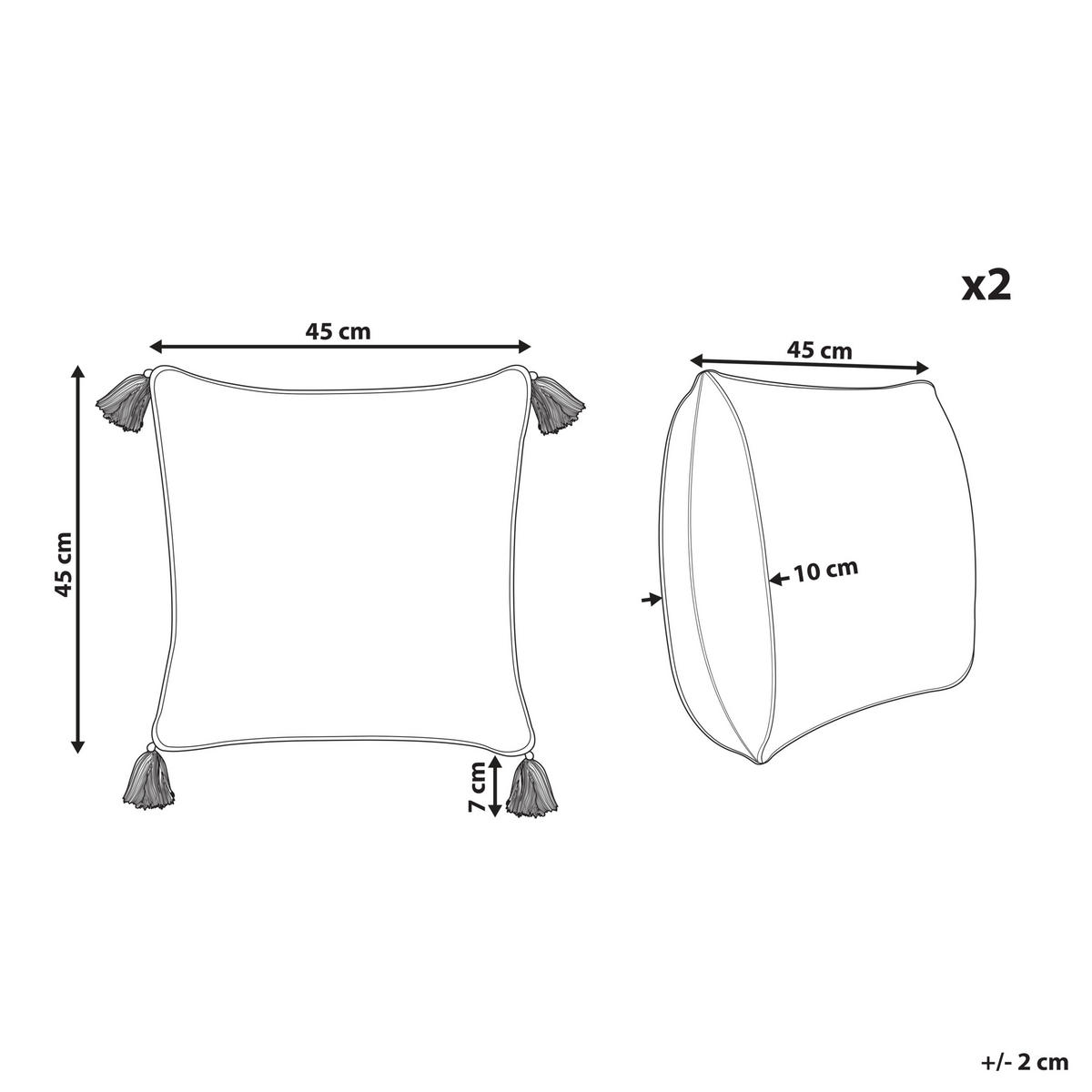 DEKOKISSEN 2er-Set Senfgelb 45/45 cm Biloba - Dunkelgelb, Naturmaterialien/Textil (45/45cm) - Beliani