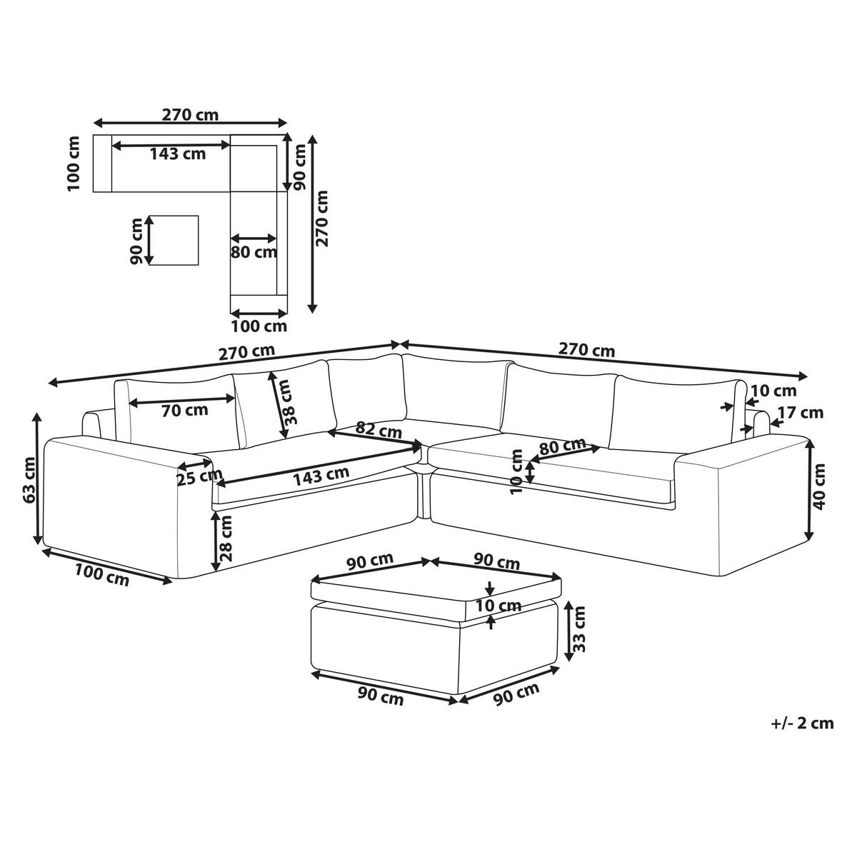 LOUNGE-SET 6-Sitzer PE Rattan Braun Palermo - Braun/Weiß, Kunststoff - Beliani