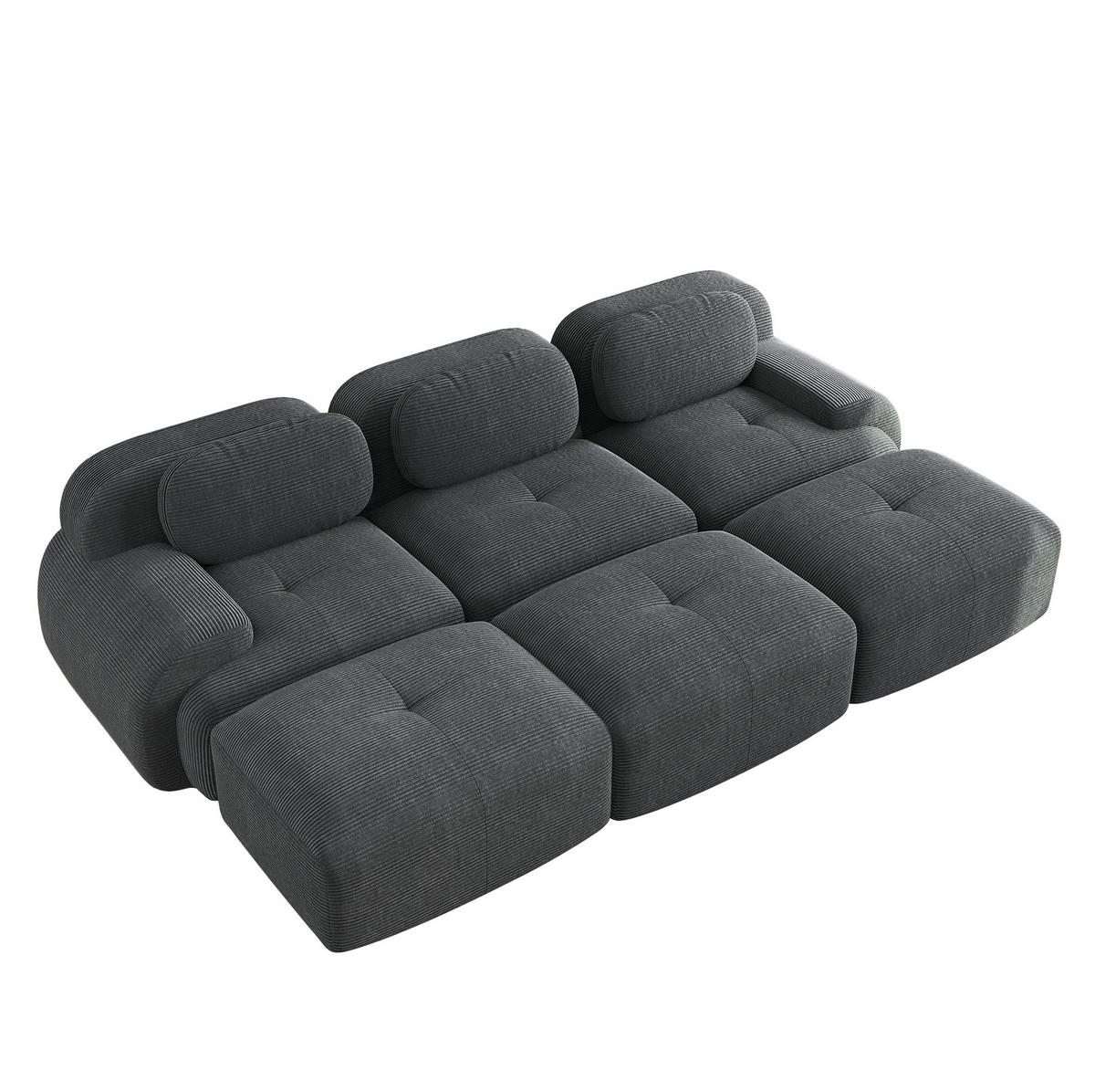 ECKSOFA 298/178/75 cm grau aus Cordstoff modular und montagefrei - Grau, Textil (178/298cm) - OKWISH