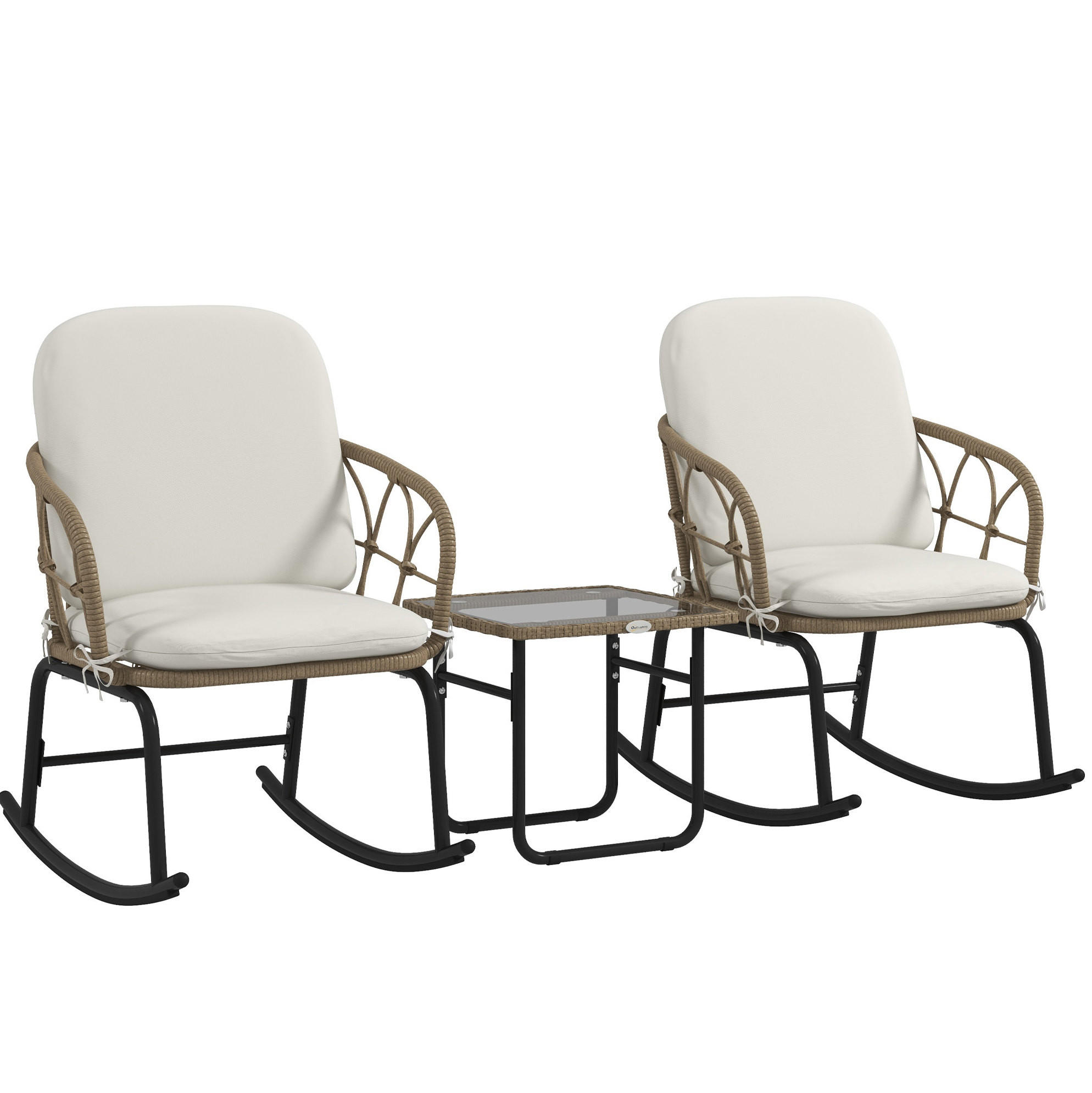 GARTENSET 63/75/82 cm Gelb aus Rattan 3er Set - Beige, Metall - OKMYHOME