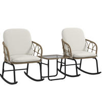 GARTENSET 63/75/82 cm Gelb aus Rattan 3er Set - Beige, Metall - OKMYHOME