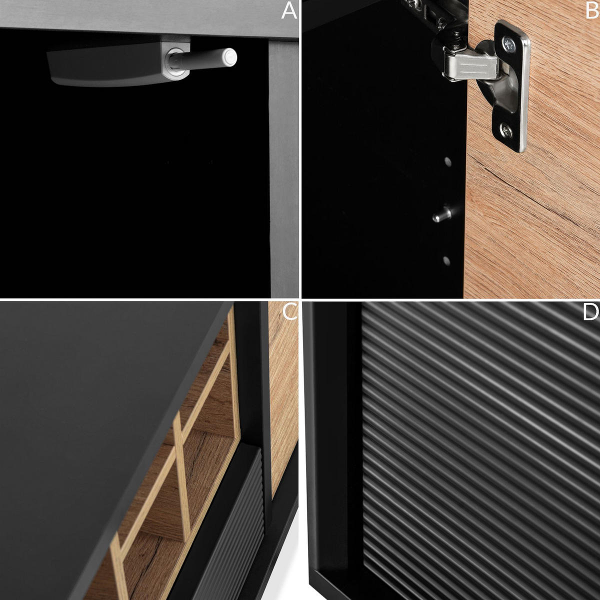 TV-SCHRÄNK LOFTY Loft-Stil, schwarz - Eichefarben/Multicolor, Holzwerkstoff (152/59/41cm) - KONSIMO®