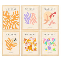 POSTER Set Mit 6 Illustrationen Von Henri Matisse Blumen A3 Rahmen Aus Hellem Holz - Beige, Papier (29/3cm) - Nacnic