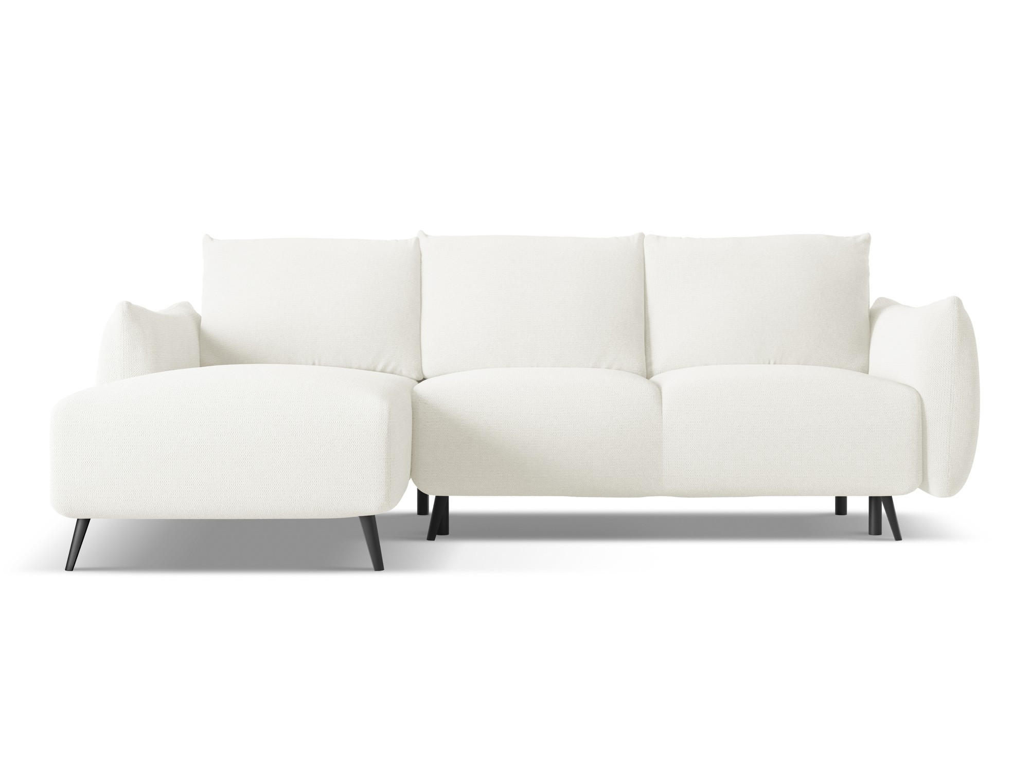 ECKSOFA mit Schlaffunktion Chenille Stoff Weiß - Schwarz/Weiß, Textil/Metall (162/242cm) - Makamii