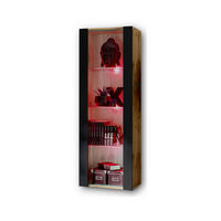 VITRINE TIVOLI, Eiche Wotan + Schwarz, LED Mehrfarbige - Eiche Wotan/Schwarz, Glas/Holzwerkstoff (55/159/35cm) - Komodee