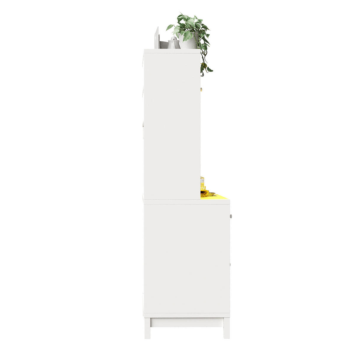 BUFFET DE-38471 140/38/180 cm mit LED-Beleuchtung und 4 Schubladen Naturholz - Weiß, Holzwerkstoff (140/180/38.5cm) - ComfortXL