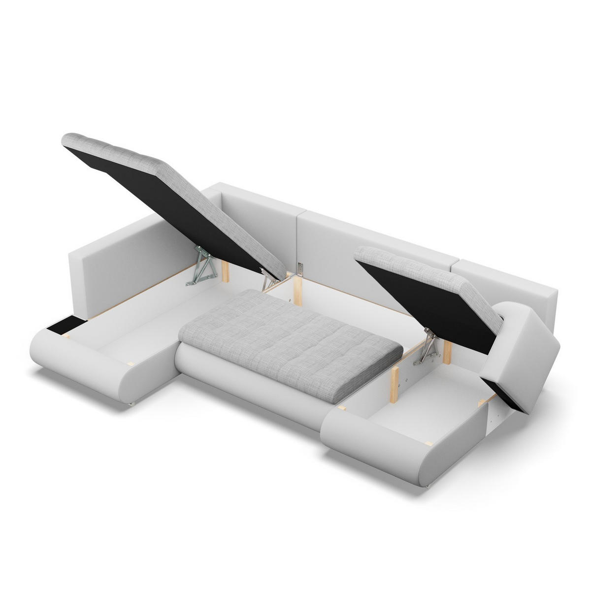 U-SOFA MIT SCHLAFFUNKTION FORESTA, Grau + Grau - Hellgrau/Grau, Textil (300/89/200cm)
