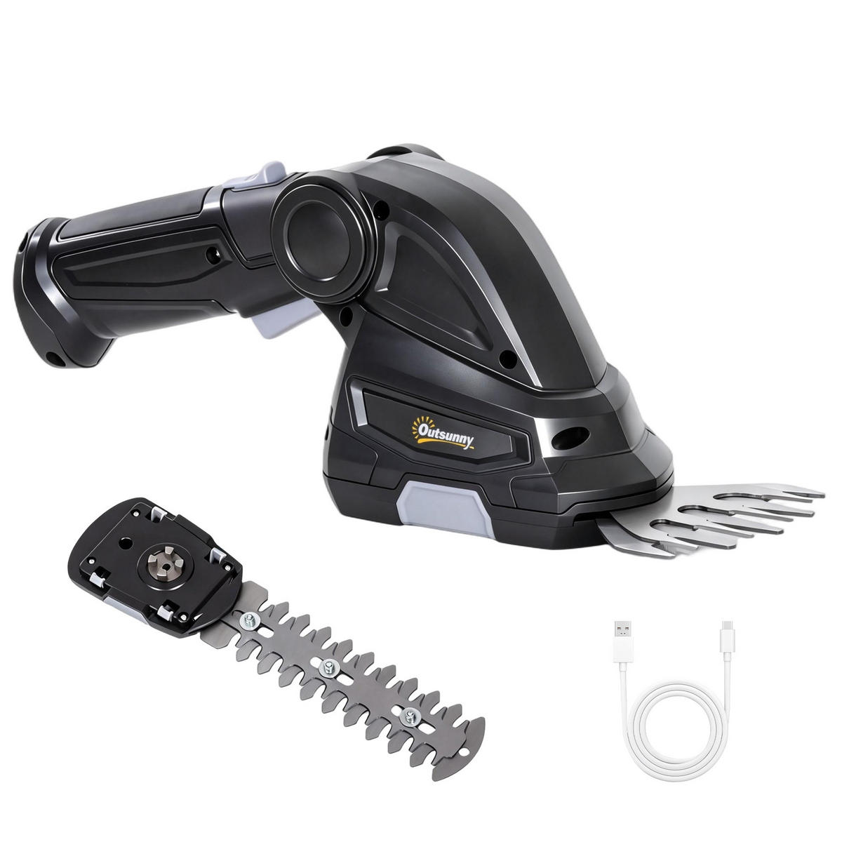 HECKENSCHERE SET DE-10233 2-in-1 mit 2 Akkus Schwarz - Schwarz, Kunststoff (8.5/12/47cm) - ComfortXL