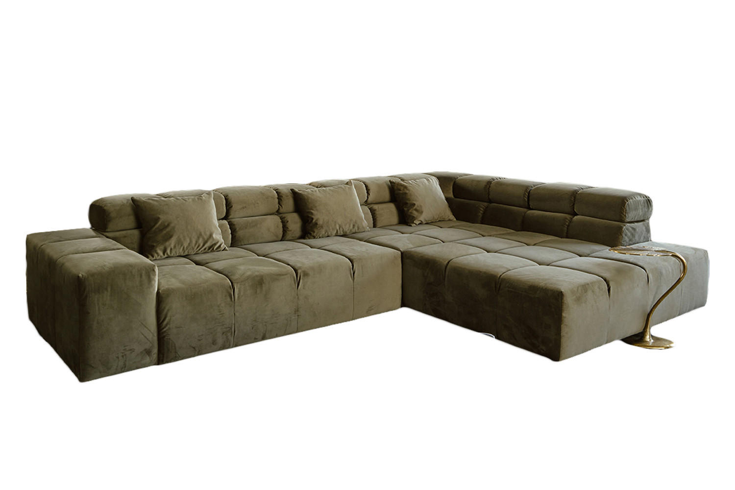 ECKSOFA NEVADA Hellgrün Velvet - Schwarz/Hellgrün, Textil (319/215cm) - KAWOLA