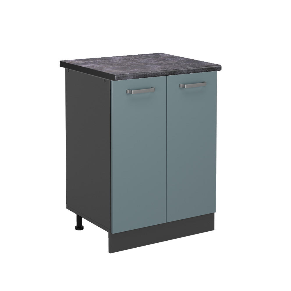 KÜCHENUNTERSCHRANK R-Line Blau-Grau 60 cm, AP Anthrazit - Anthrazit/Blaugrau, Holzwerkstoff (60/81.6/60cm) - Vicco