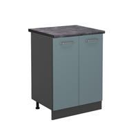 KÜCHENUNTERSCHRANK R-Line Blau-Grau 60 cm, AP Anthrazit - Anthrazit/Blaugrau, Holzwerkstoff (60/81.6/60cm) - Vicco