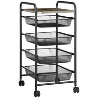 ROLLWAGEN, Küchenwagen, Stahl, Schwarz - Schwarz, Holzwerkstoff (31/66/41.5cm) - HOMCOM