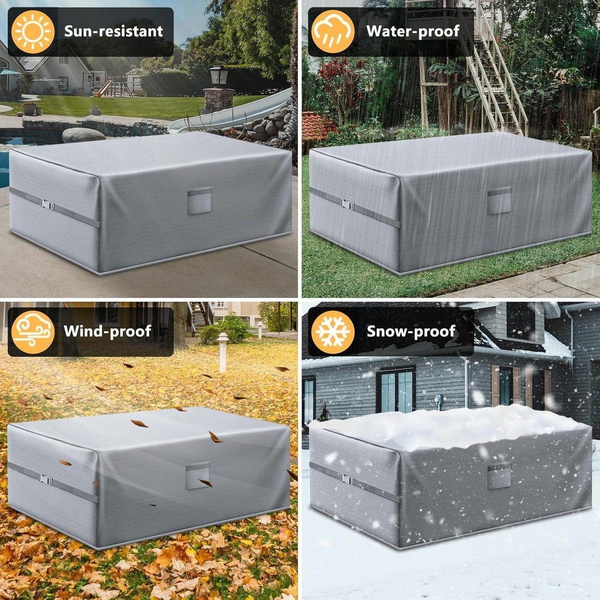GARTENMÖBEL-ABDECKUNG Grau 200 x 200 x 90 cm - Grau, Textil (200/90/200cm)