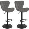 BARHOCKER 2er Set, Samt, Metallgestell, Dunkelgrau - Dunkelgrau/Schwarz, Textil/Metall (47/89/54cm) - Woltu