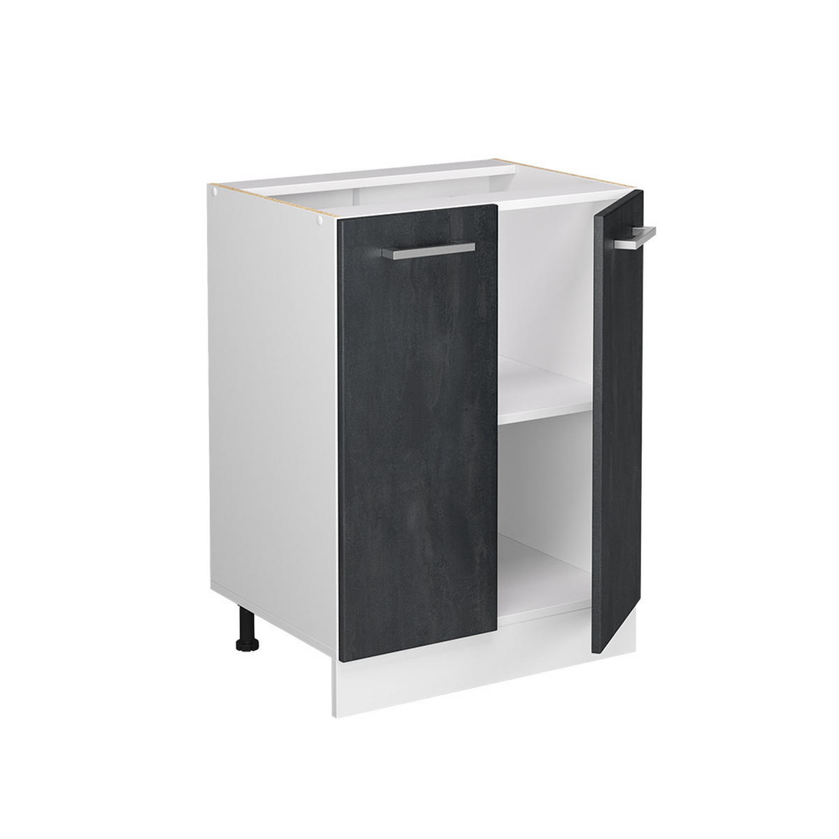 KÜCHENUNTERSCHRANK KÜCHENSCHRANK R-Line Schwarz Beton 60 cm AP Anthrazit - Schwarz/Weiß, Holzwerkstoff (60/81.6/60cm) - Vicco
