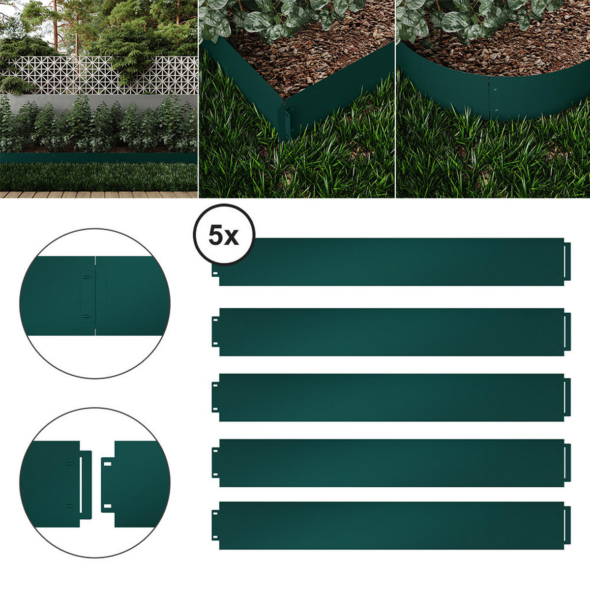 RASENKANTE Grün 100 x 18 cm 25 Meter - Grün, Metall (100/18/0.7cm) - Vicco