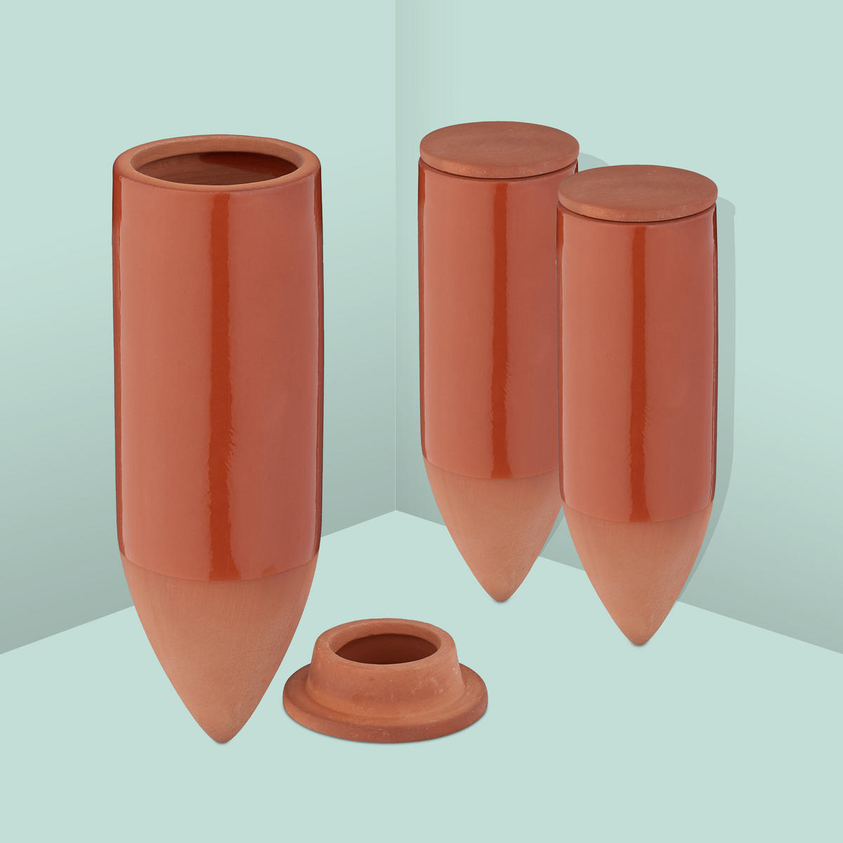 3XTONKEGEL - Hellbraun, Keramik (6.5/20/6.5cm) - Relaxdays