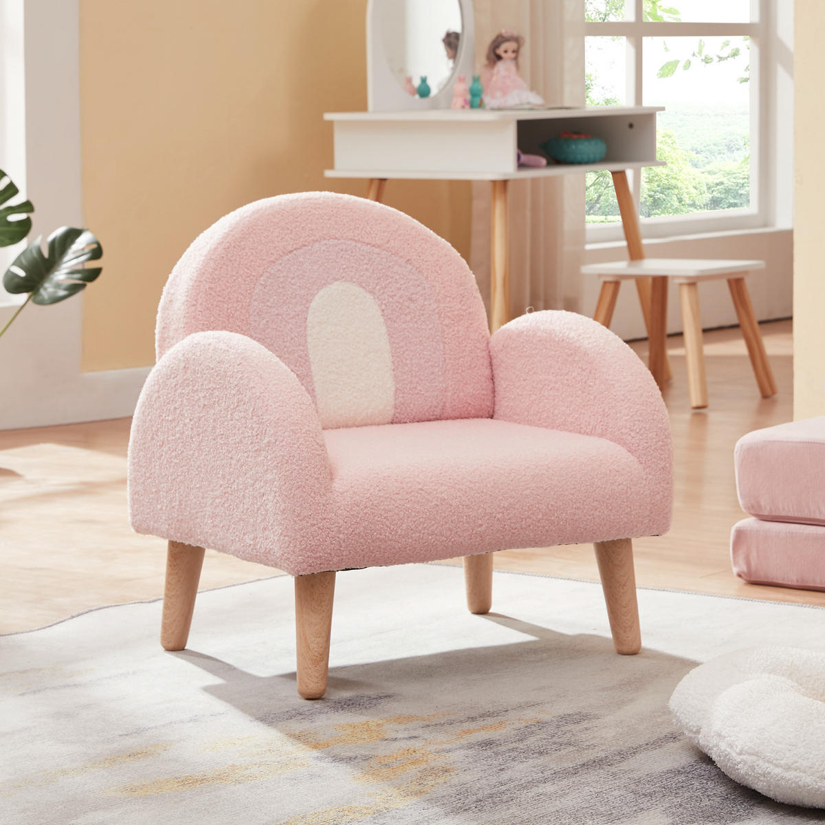 KINDERSESSEL Sorreindi - Rosa, Holz/Holzwerkstoff (50/50/45cm) - [en.casa]