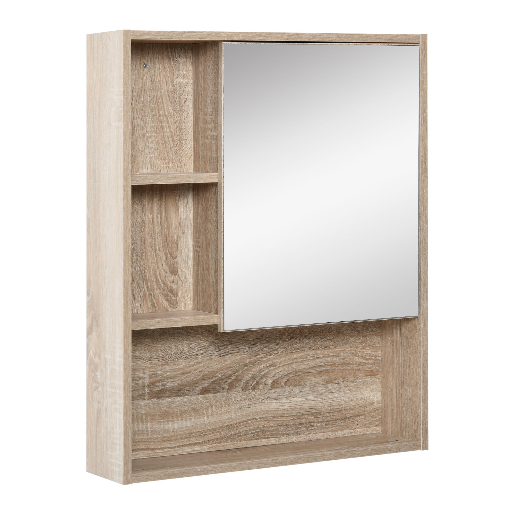SPIEGELSCHRANK, 5 Fächer und verstellbarer Einlegeboden, 60 x 15 x 76 cm ,Eiche - Braun, Glas (60/76/15cm) - Vallsero