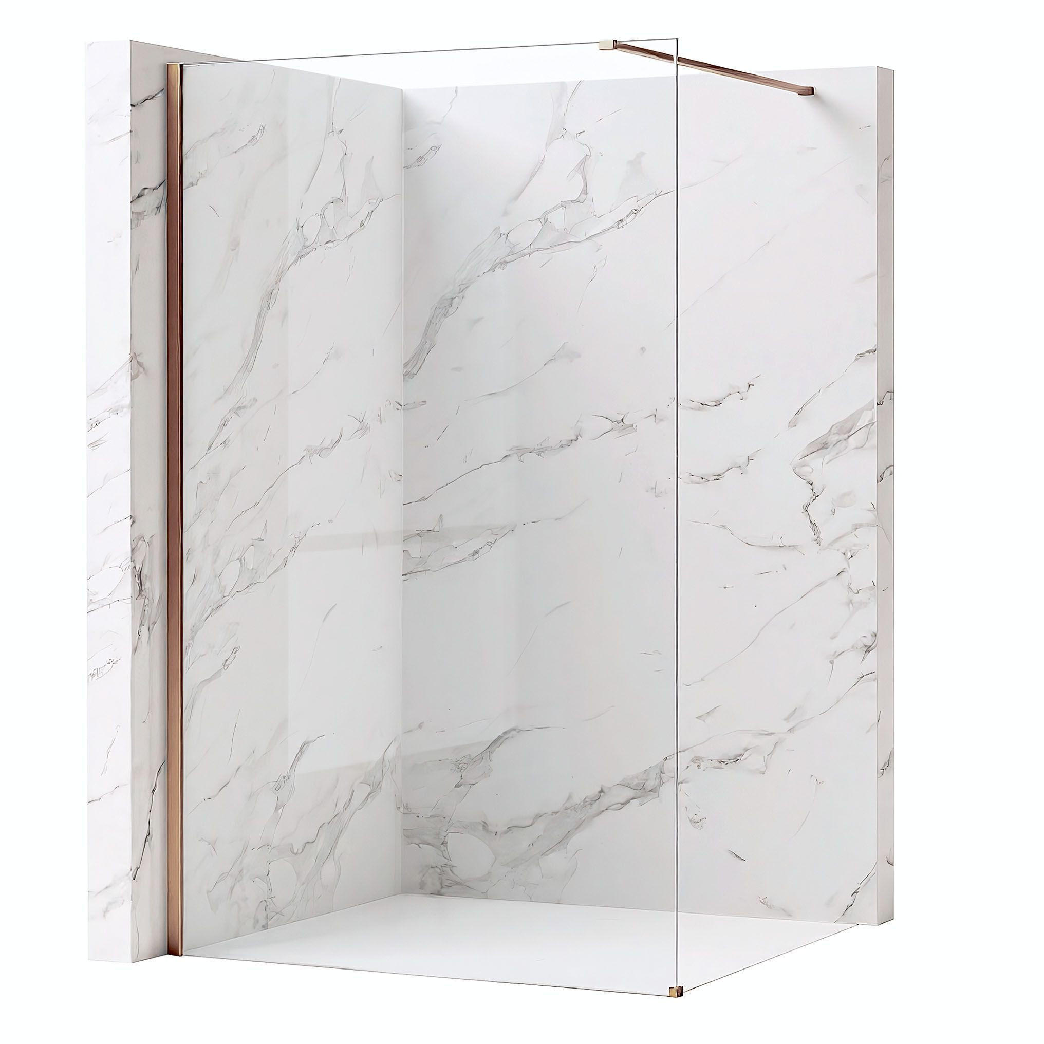 DUSCHWAND Rea Flexi Transparent / Brush Copper 120 - Kupferfarben, Glas (120/120/195cm) - REA