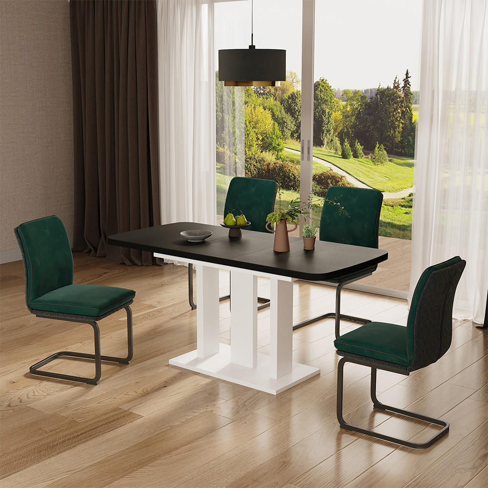 ROZKLÁDACÍ JÍDELNÍ STŮL Fenaro Černá/bílá - bílá/černá, kompozitní dřevo (80/120/77.3cm) - Vicco