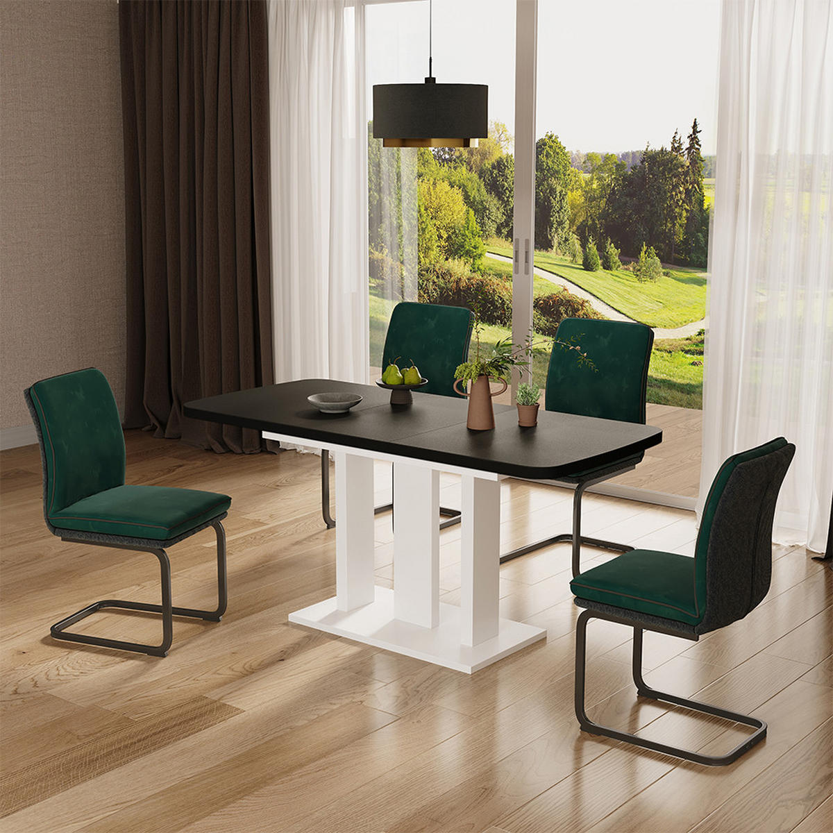 ROZKLÁDACÍ JÍDELNÍ STŮL Fenaro Černá/bílá - bílá/černá, kompozitní dřevo (80/120/77.3cm) - Vicco