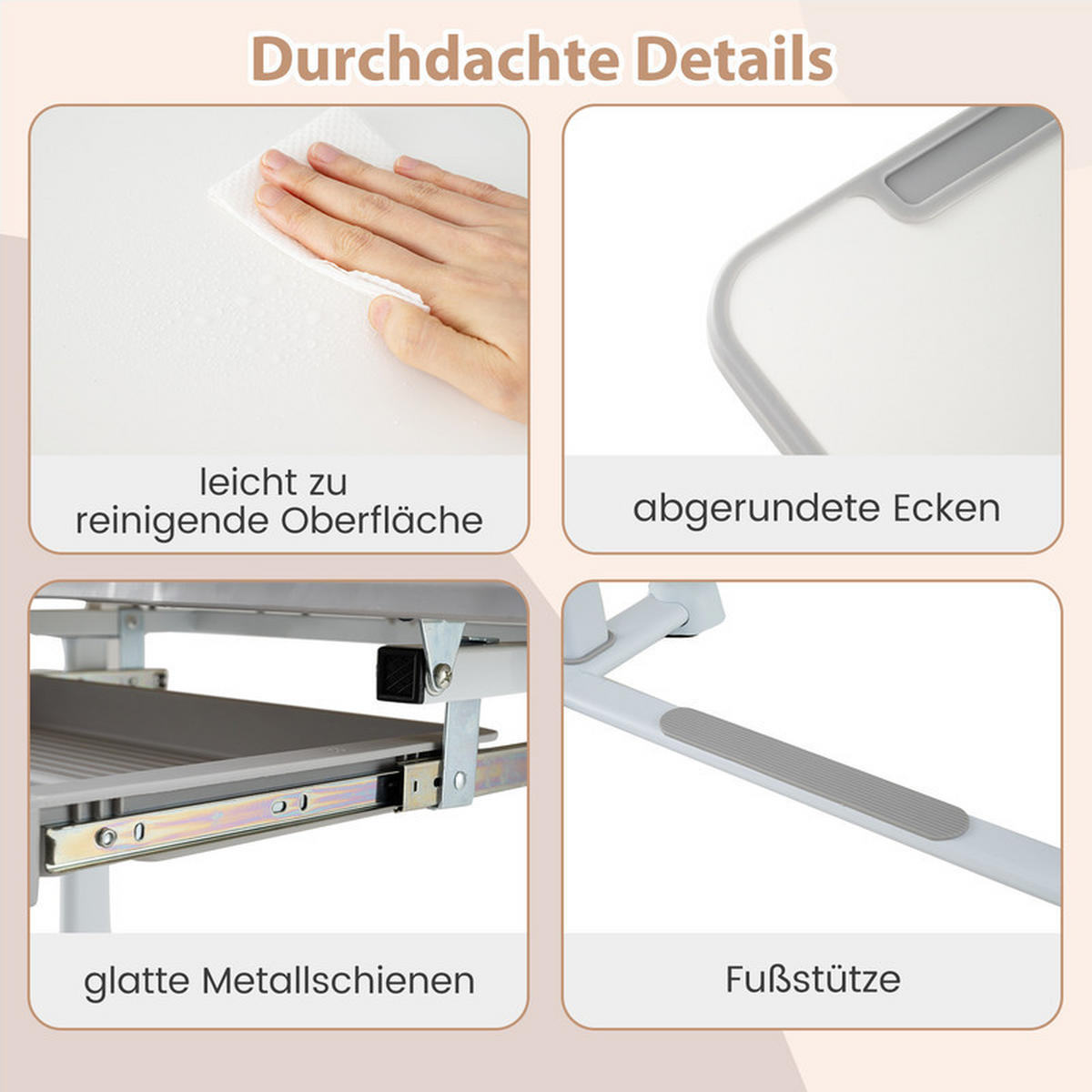 KINDERSCHREIBTISCH mit Stuhl grau(2-tlg) - Grau, Metall (80/83/50cm) - COSTWAY