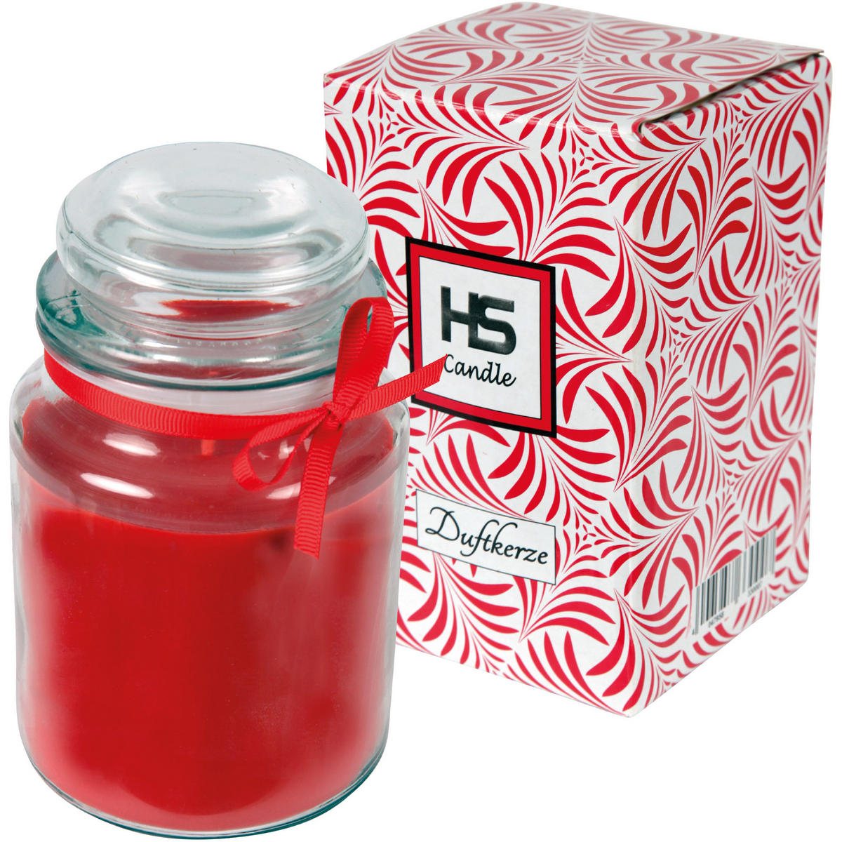 DUFTKERZE im Bonbonglas mit Deckel Rose 110h - Rot, Glas (10/16cm)