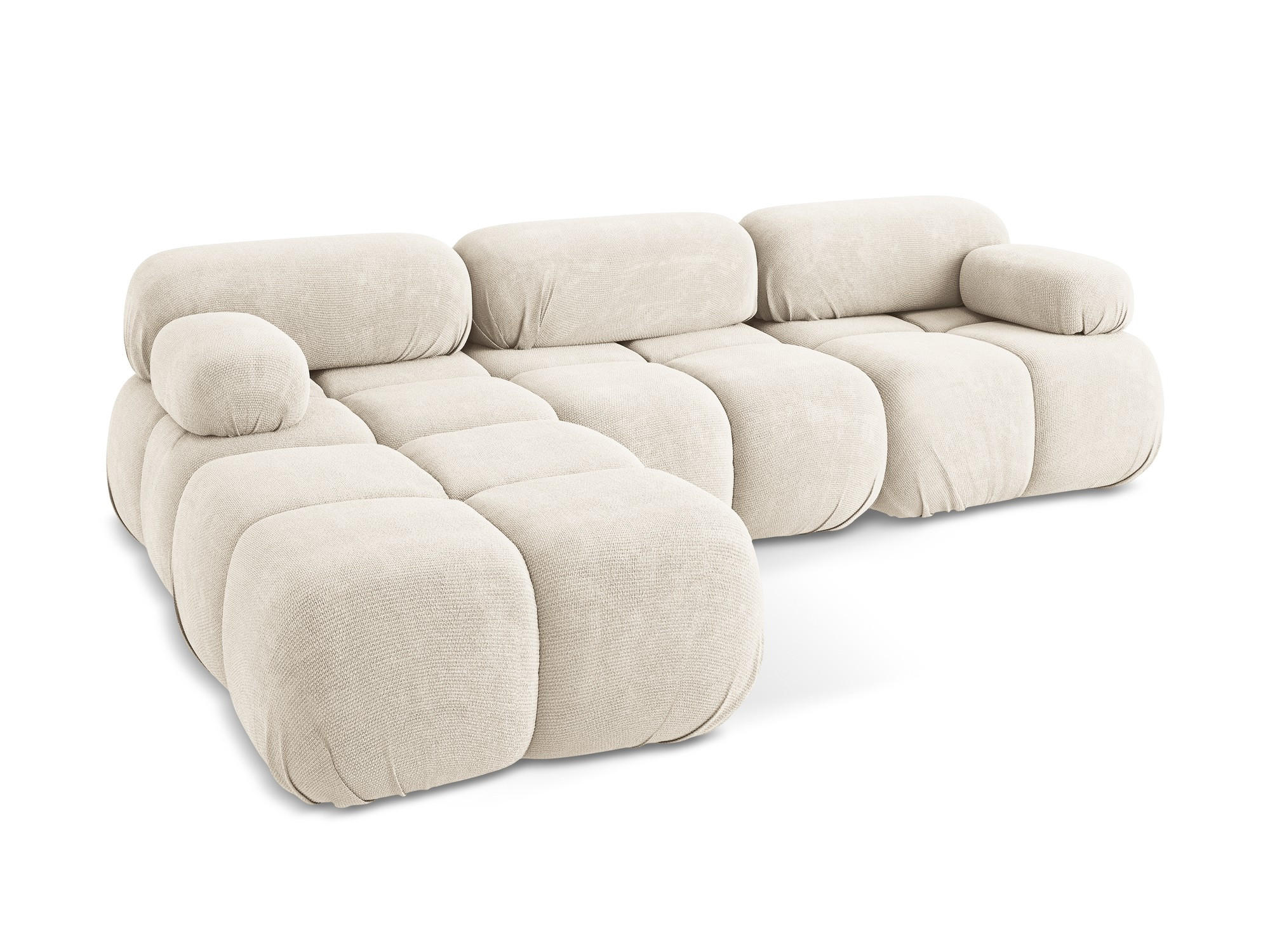 ECKSOFA Beidseitig Chenille Stoff Beige - Beige/Creme, Kunststoff/Textil (285/191cm) - Makamii