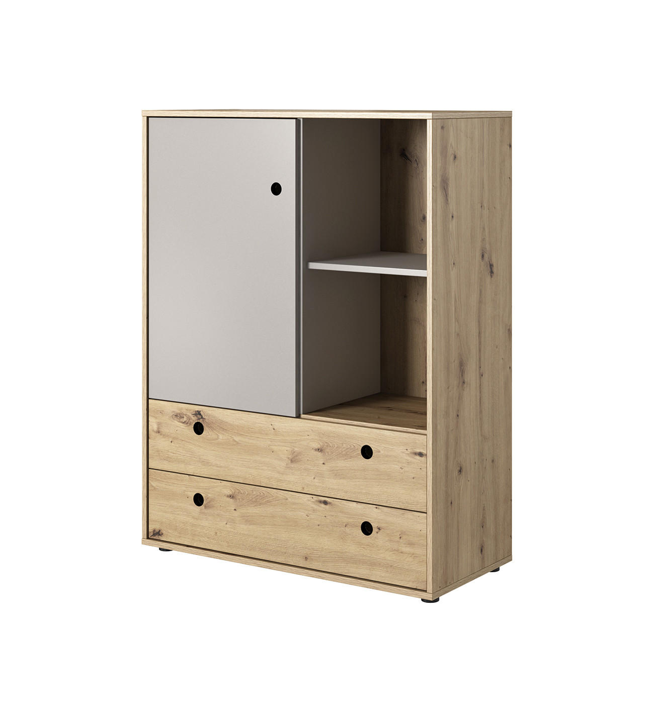 KOMMODE Kuki Bernstein Eiche / Platingrau 90 / 40 / 117 cm - Braun/Grau, Holz/Holzwerkstoff (90/117/40cm) - Feldmann-Wohnen