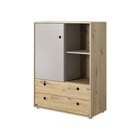 KOMMODE Kuki Bernstein Eiche / Platingrau 90 / 40 / 117 cm - Braun/Grau, Holz/Holzwerkstoff (90/117/40cm) - Feldmann-Wohnen