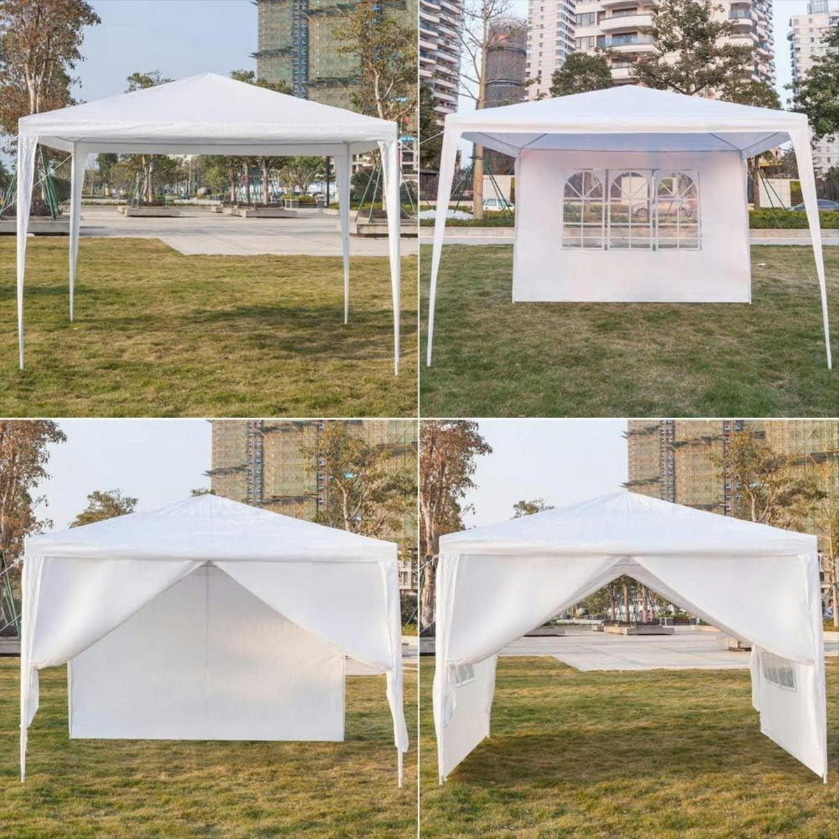 GARTENPAVILLON faltbar 3 x 3 m weiß mit 4 Wänden UV-Schutz - Weiß, Textil (300/250/300cm)