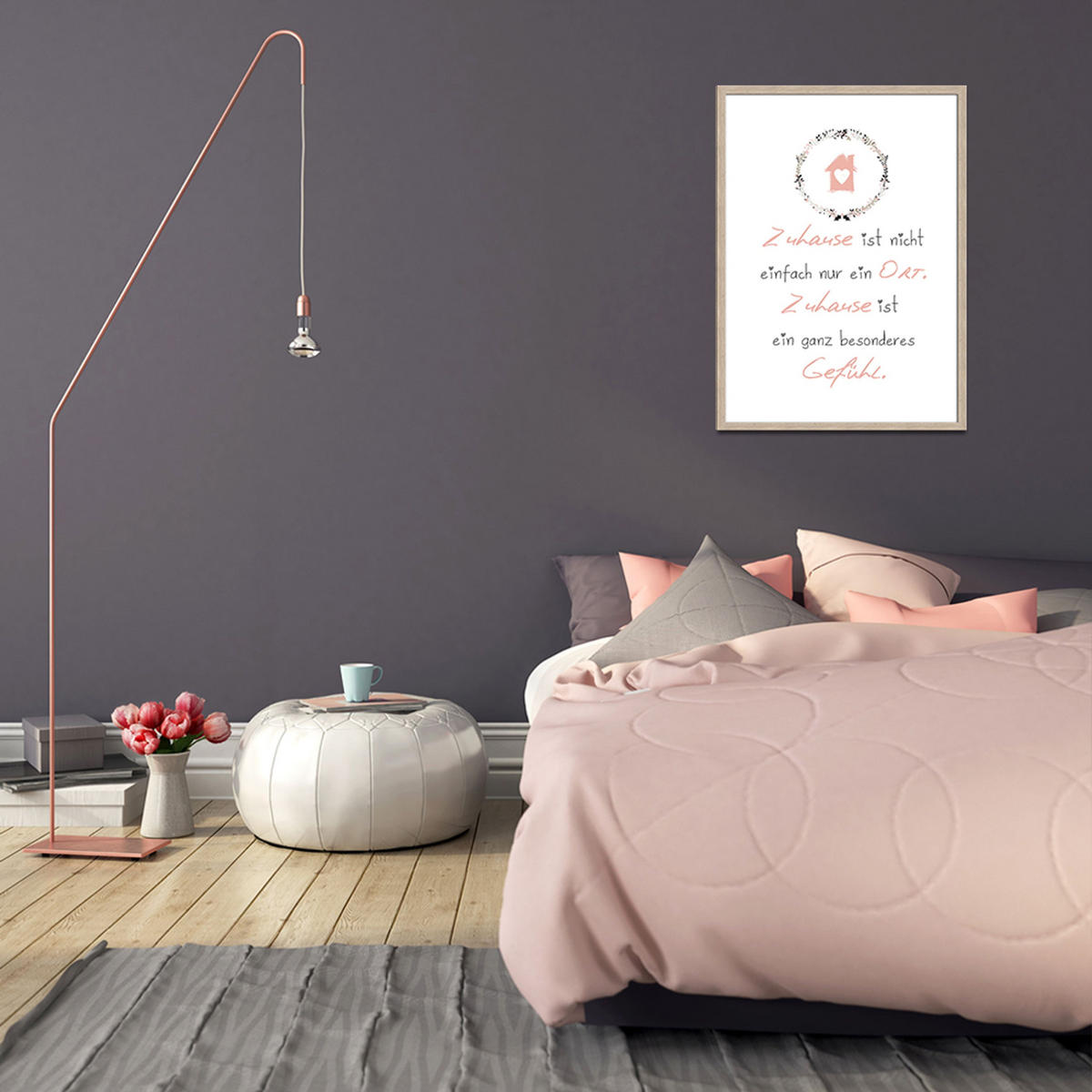 BILD mit Rahmen 51x71 cm Spruch: Zuhause - Beige, Holz (51/71cm) - artissimo