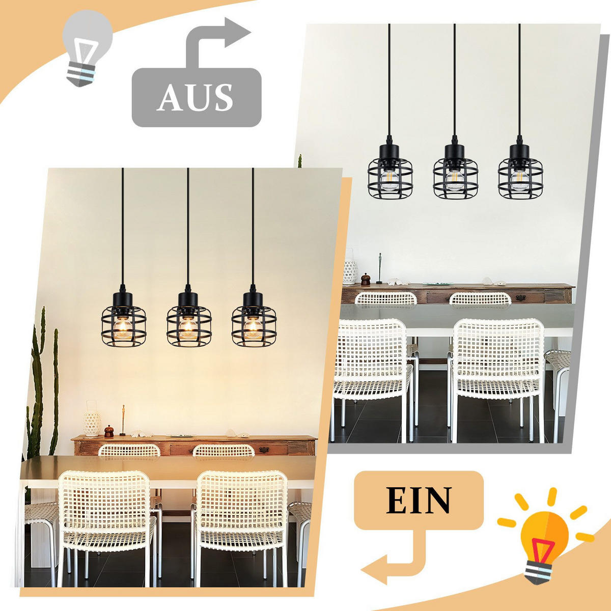 PENDELLEUCHTE BARR Ⅲ 43/10/140 cm - Schwarz, Metall (43/10/140cm) - Nettlife