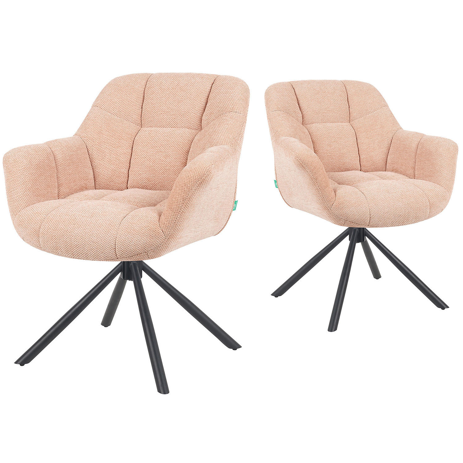 DREHSTUHL Mika-Luka 2er-Set - Schwarz/Rosa, Textil/Metall (65/81/66cm) - DUBI Möbel