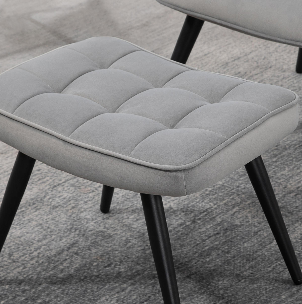 OHRENSESSEL-SET mit Hocker hohe Rückenlehne, Stahlgestell 73/77,5/98 cm Hellgrau - Hellgrau, Metall (77.5/98/73cm) - Redom
