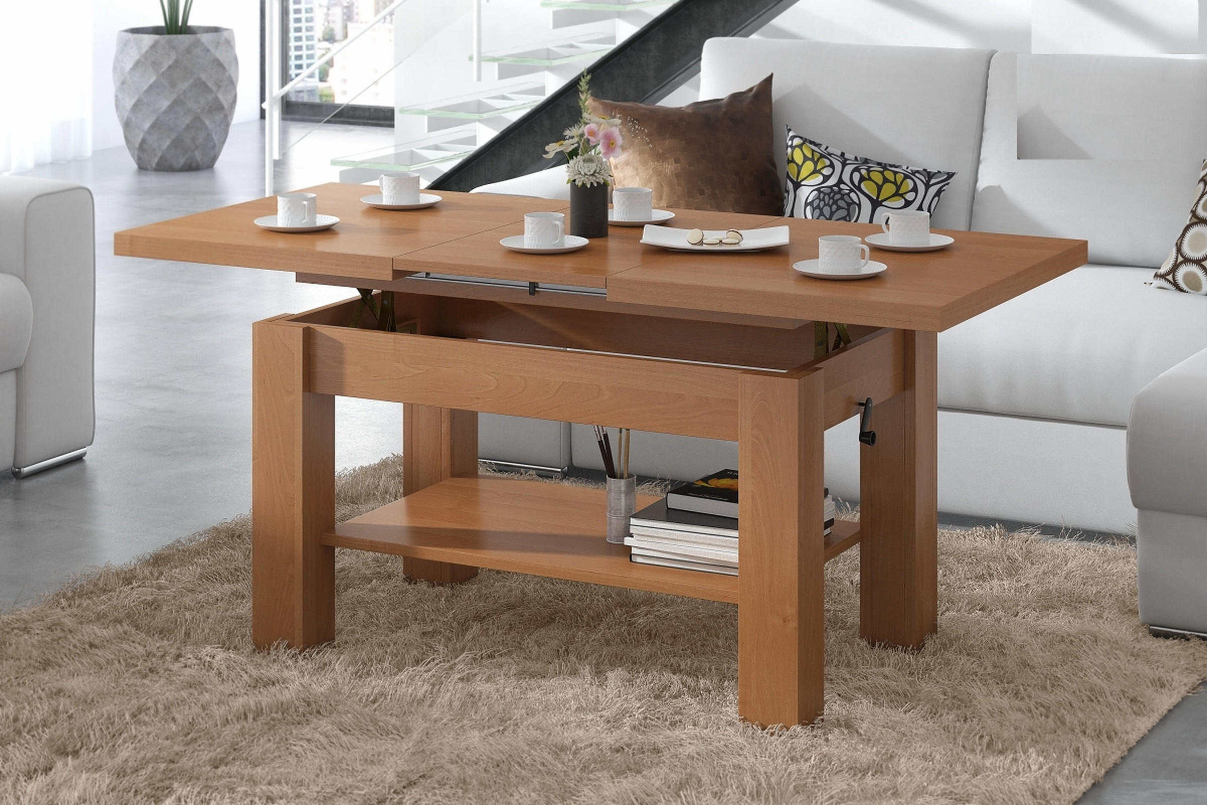 COUCHTISCH rechteckig Erle ausziehbar höhenverstellbar - Erlefarben, Holzwerkstoff (68/110/59cm) - designimpex