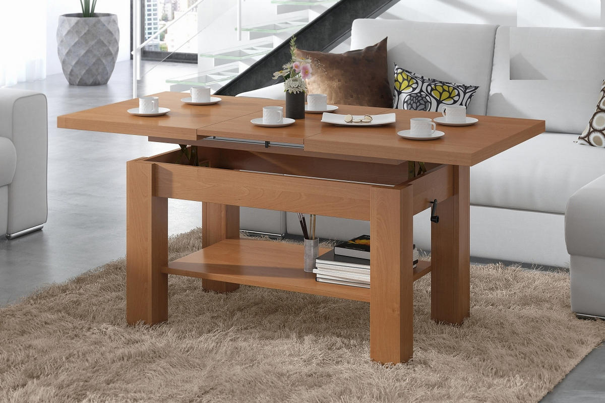 COUCHTISCH rechteckig Erle ausziehbar höhenverstellbar - Erlefarben, Holzwerkstoff (68/110/59cm) - designimpex