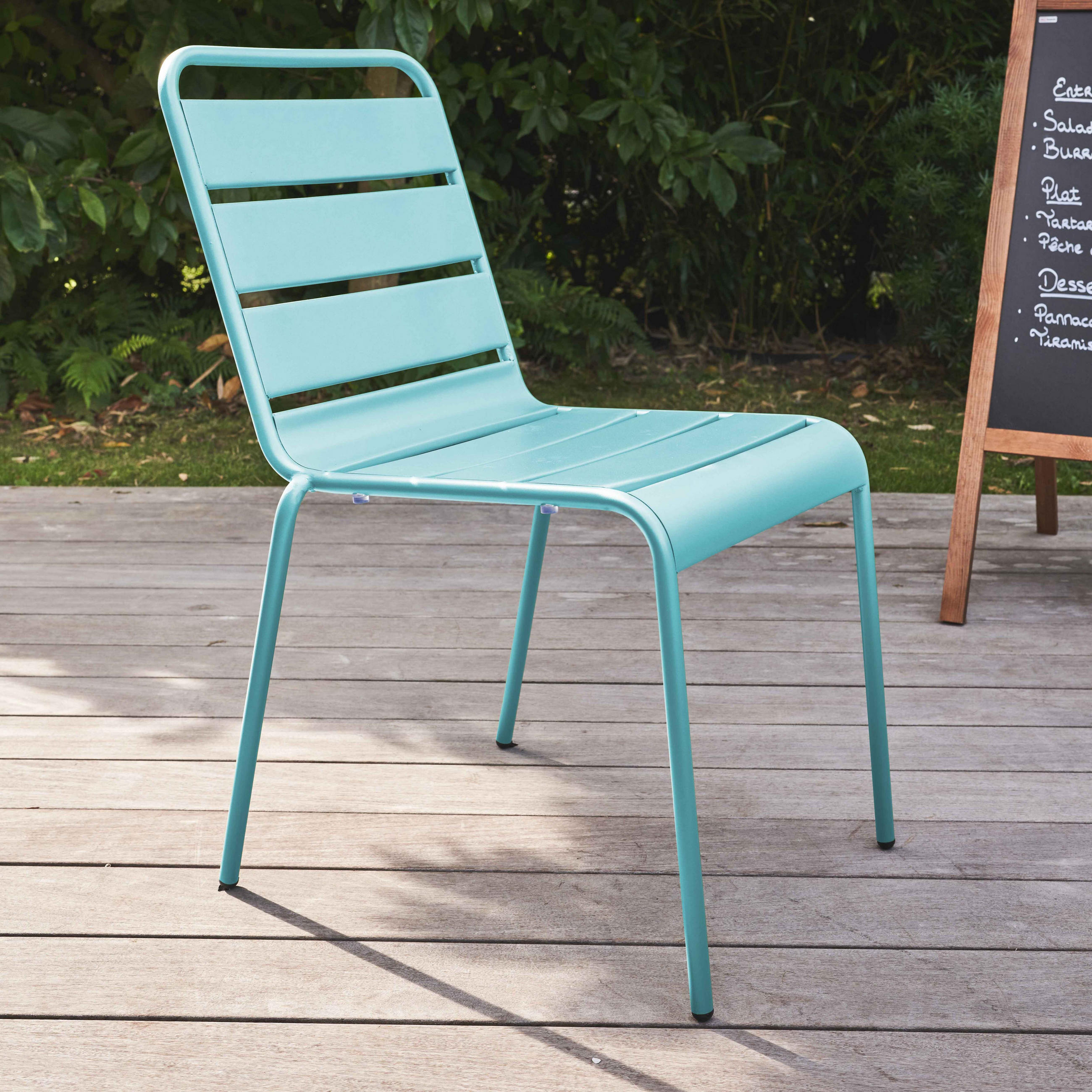 GARTENSTUHL, Türkisblau - Hellblau, Metall (42/83/53cm) - Oviala
