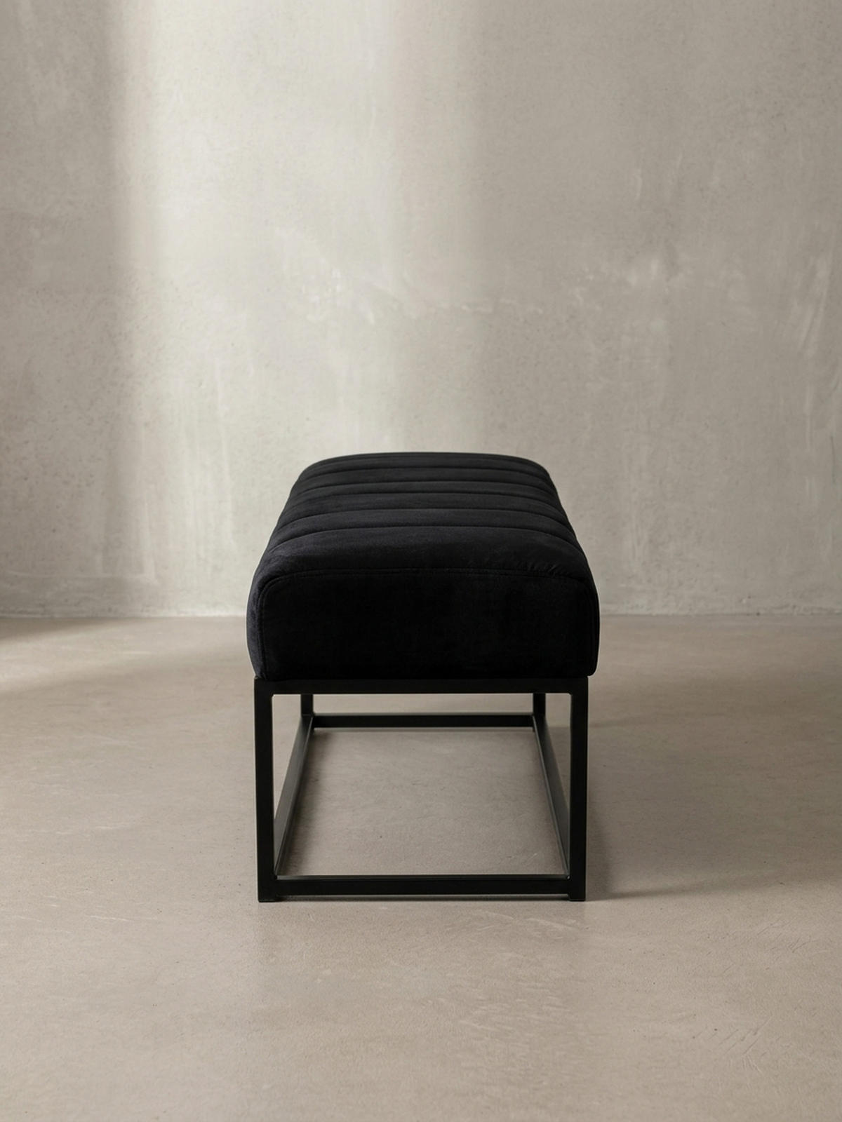 SITZBANK Samt Metallgestell gepolstert, Schwarz 108x40x40 cm - Schwarz, Textil/Metall (108/40/40cm) - KADIMA DESIGN