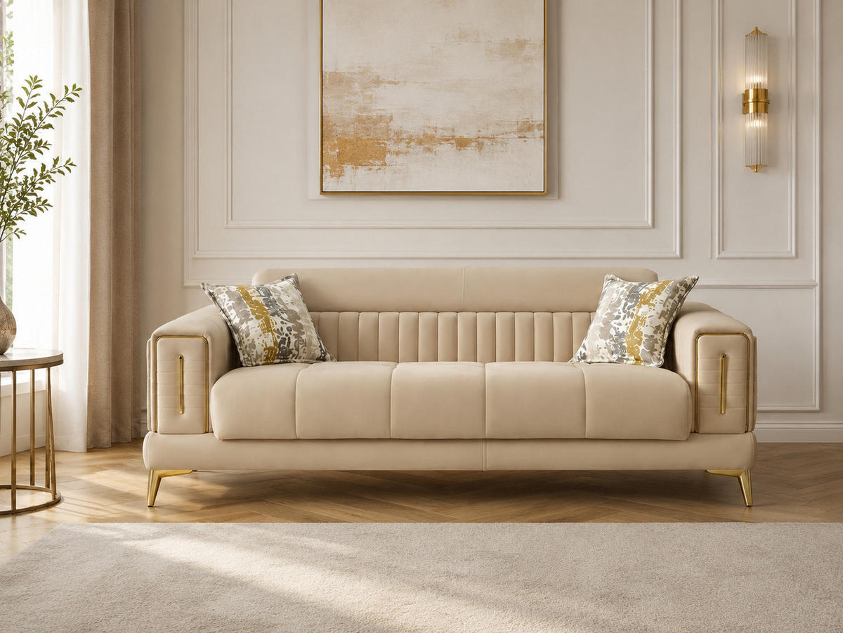 SITZGARNITUR Arica, Beige Stellvariante 2+2 - Beige, Holzwerkstoff/Kunststoff (180/80/95cm)