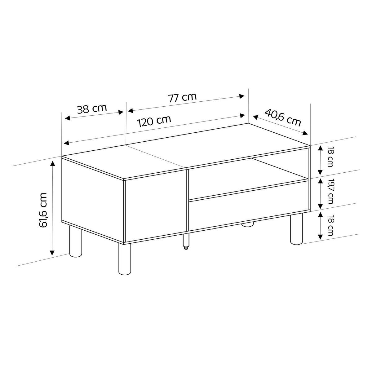 TV-LOWBOARD SENA - Naturfarben, Holzwerkstoff (120/61.6/40.6cm) - Idohome