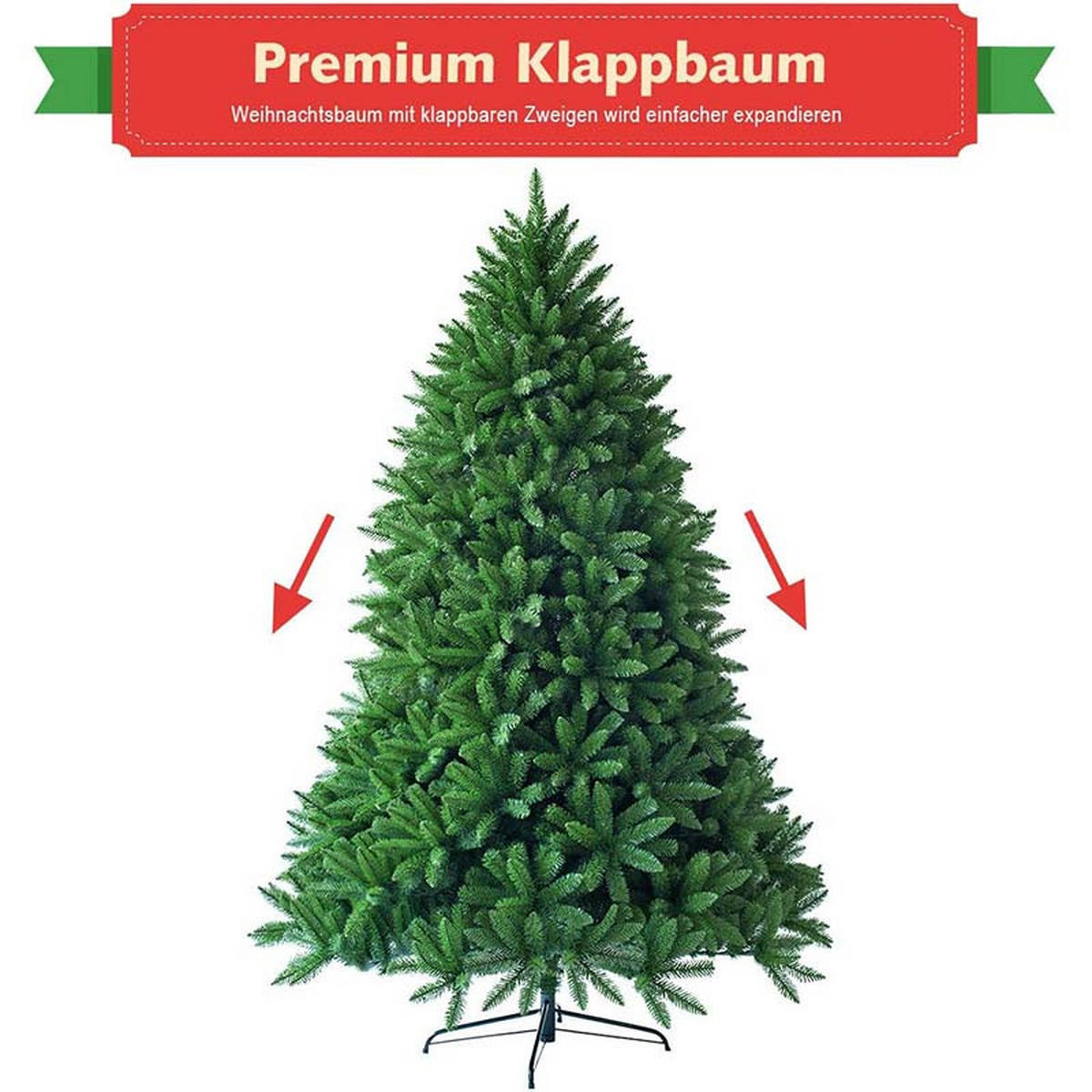 WEIHNACHTSBAUM mit 11 Lichtmodi und 5 Farbwechseln 210CM Grün - Grün, Metall (210cm) - COSTWAY