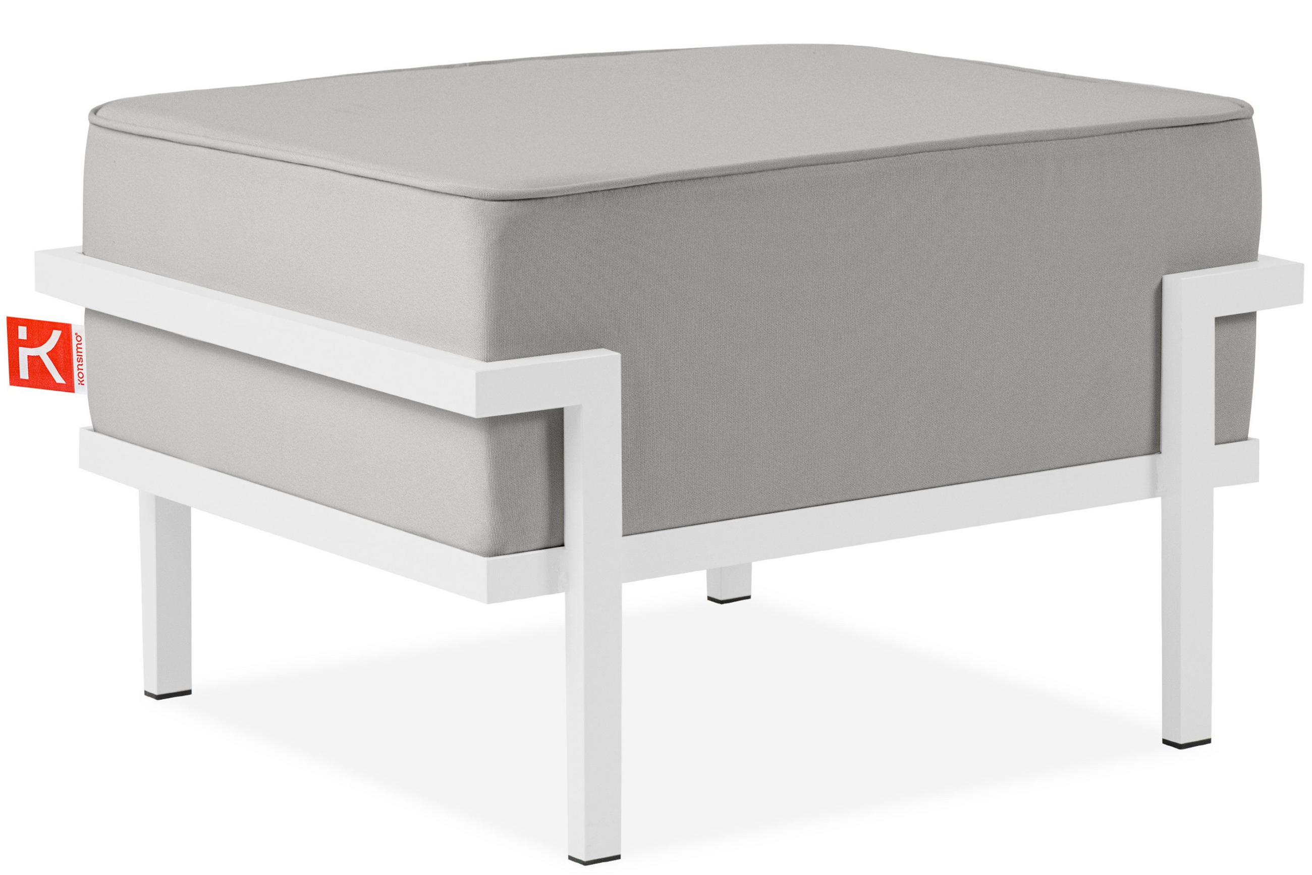 GARTENLOUNGE-HOCKER TRIGLO auf Metallfüßen, Modern, Weiß/Hellgrau - Hellgrau/Weiß, Textil/Metall (69/44/54cm) - KONSIMO®
