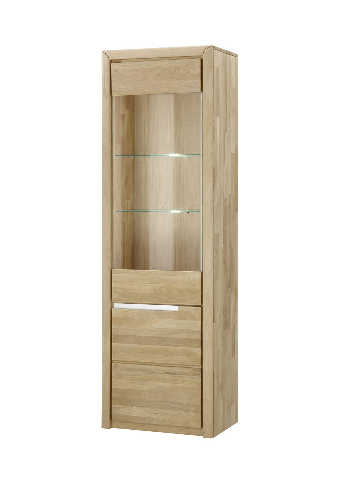 STANDVITRINE Massivholz Ianka 63x198x41 Vitrine Wildeiche Bianco geölt - Naturfarben, Holz (41/198/63cm) - 58aufmkessel