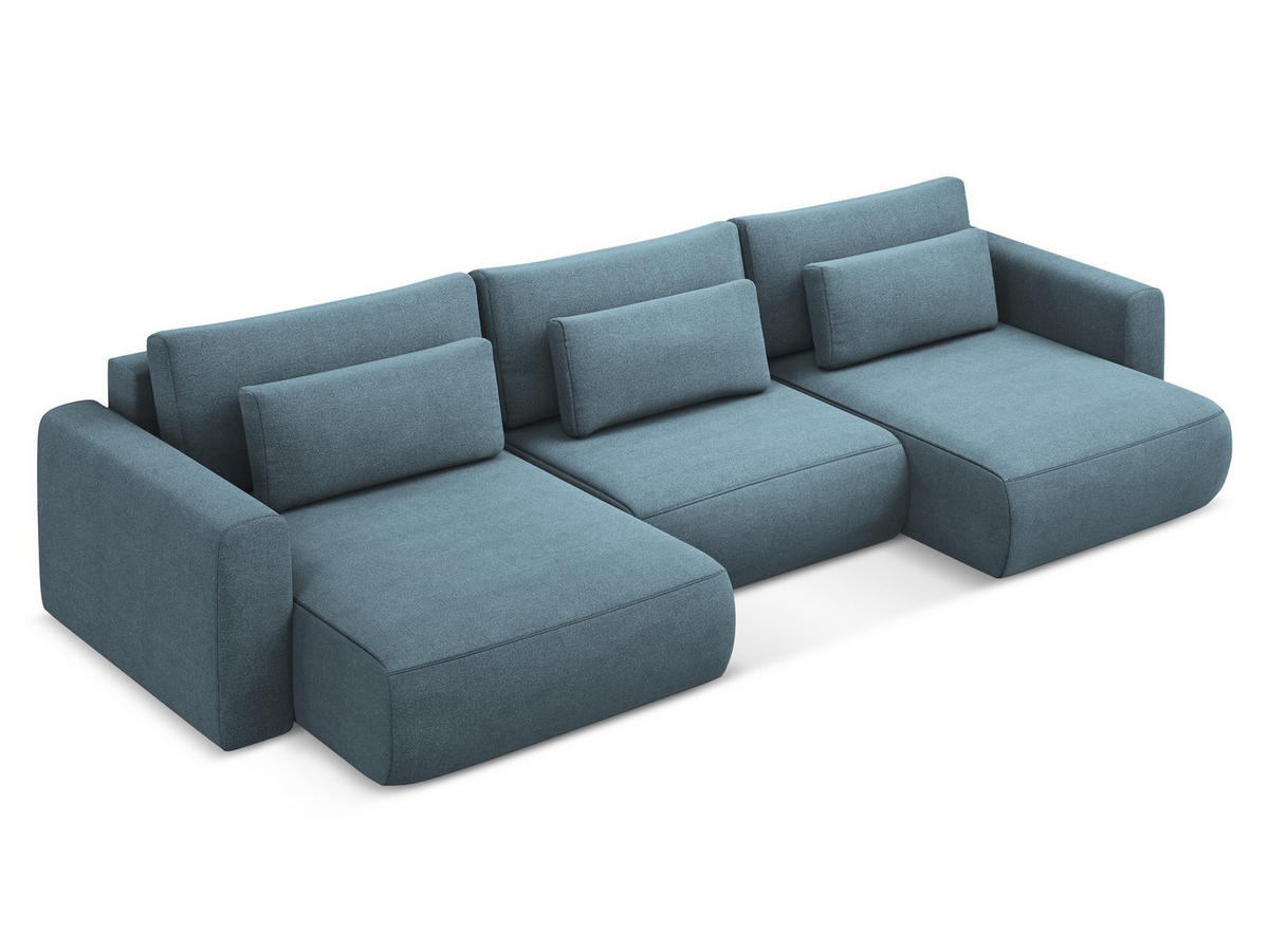 WOHNLANDSCHAFT Strukturstoff Stoff Blau - Blau/Schwarz, Kunststoff/Textil (340/82/149cm) - Makamii
