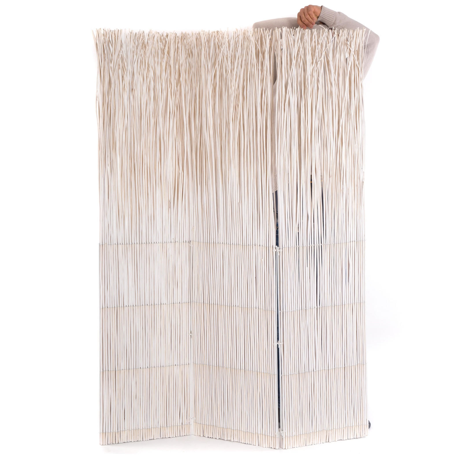 RAUMTEILER Nature 3-tlg. Weidenholz weiß - Weiß, Naturmaterialien (120/160/3cm) - DESIGN DELIGHTS