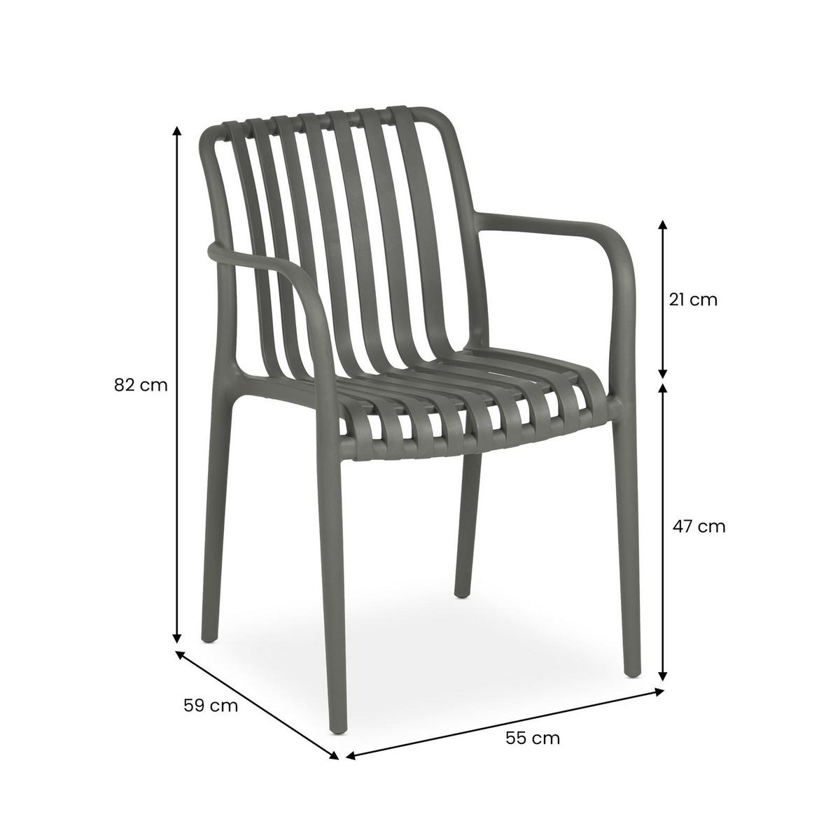 GARTENSTÜHLE TULIPANO 6er-Set grau - Grau, Textil (55/82/59cm) - IDIMEX