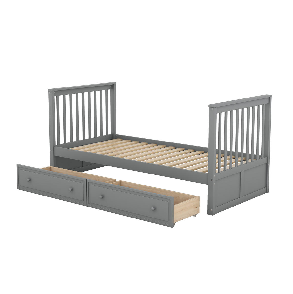 ETAGENBETT 90/200 cm Grau mit 2 Schubladen, teilbar in 2 Betten - Grau, Holz (90/200cm) - Flora Grace