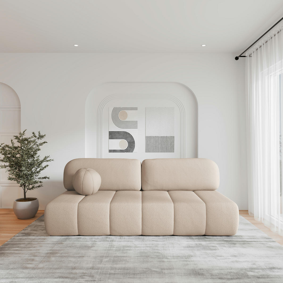 SCHLAFSOFA - Fluffy - Beige (Anthology 3) - Beige, Holz (210/88/104cm) - Möblo
